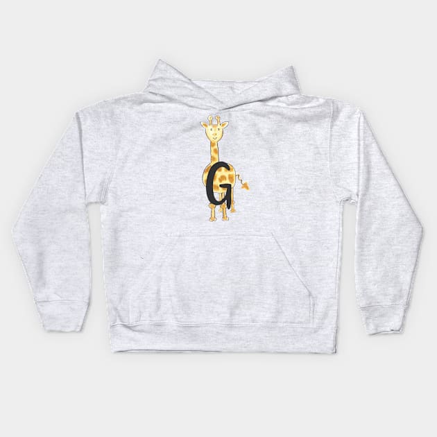 G is for Giraffe Kids Hoodie by littlebigbit